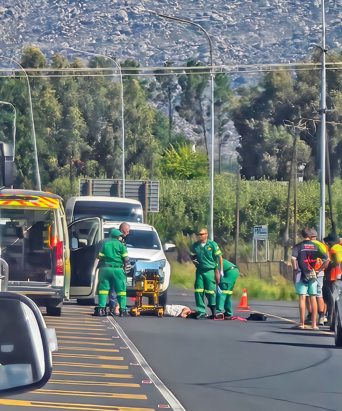 Ma van drieling ernstig beseer na sy langs besige R303 pad omgery is